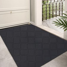 Black Checker Plate Grain Rubber Floor Mats - Anti-Slip Safety Multi Size Option