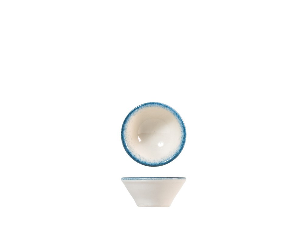 Square Porcelain Cup, Blue And Ivory, H&H, 8Cm