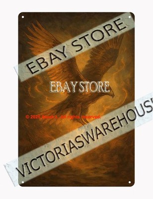 Fire eagle tin sign blazing spirit wall art