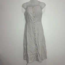 Old Navy Linen Blend Cream Beige Midi Length Dress Button front size small