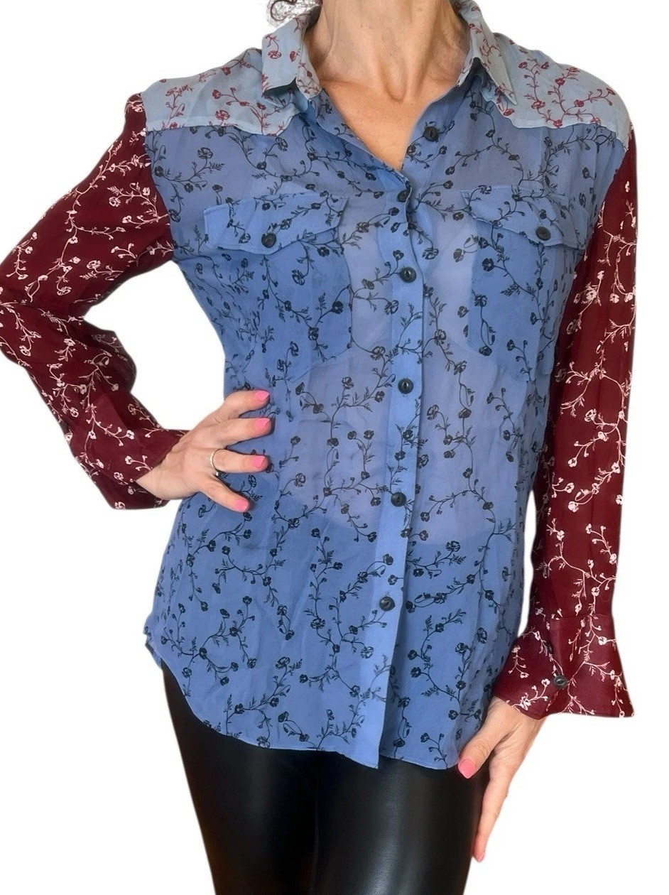 Rag & Bone Wyatt Patchwork Button Up Floral Blous… - image 5