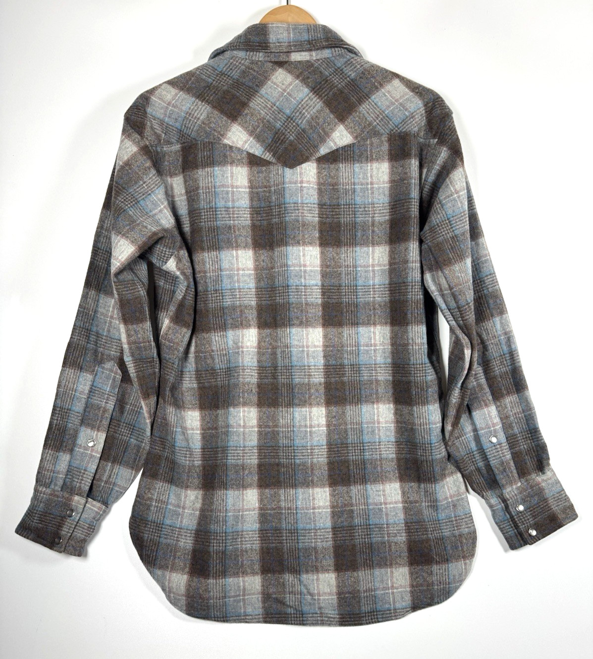 Pendleton Wool Shirt Medium Brown Blue Plaid Vint… - image 3