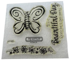 CTMH My Acrylix Acrylic Stamp Set A1165 Capture The Day Everyday Life Butterfly