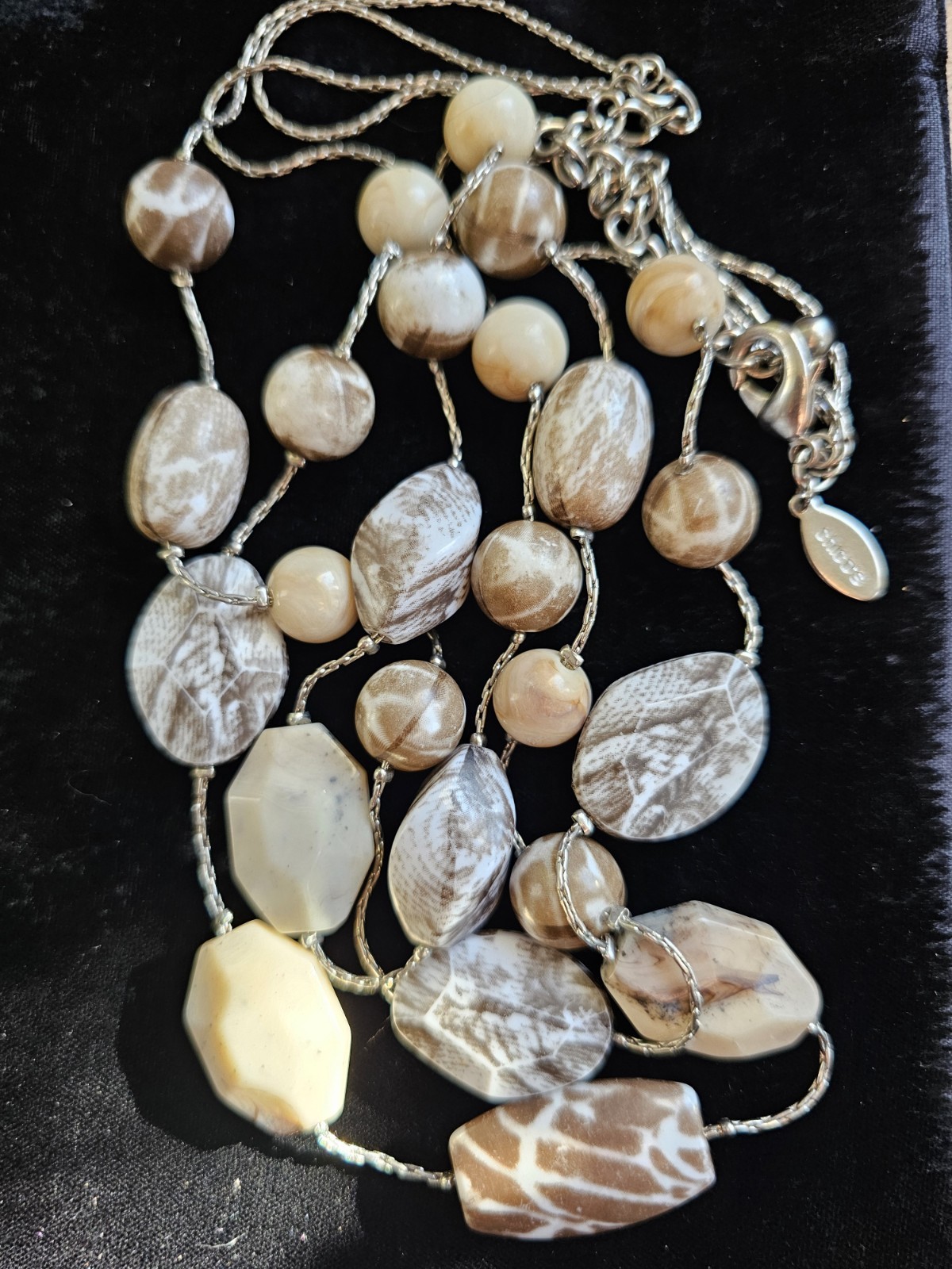 Silvertone Chico's Signed Beaded Multi Strand Gra… - image 6