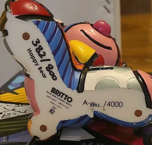 Romero Britto “HAPPY BEAR” Hand Signed 2008 First Edition # 382/800 - Picture 4 of 8