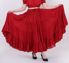 Women's ATS Tribal Orientale Style Belly Dance 25 Yard Flamenco Red Skirts