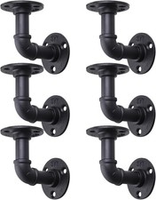 6 Pcs 4" 4" L Pipe Shelf Bracket, Wall Mount, DIY Shelving
