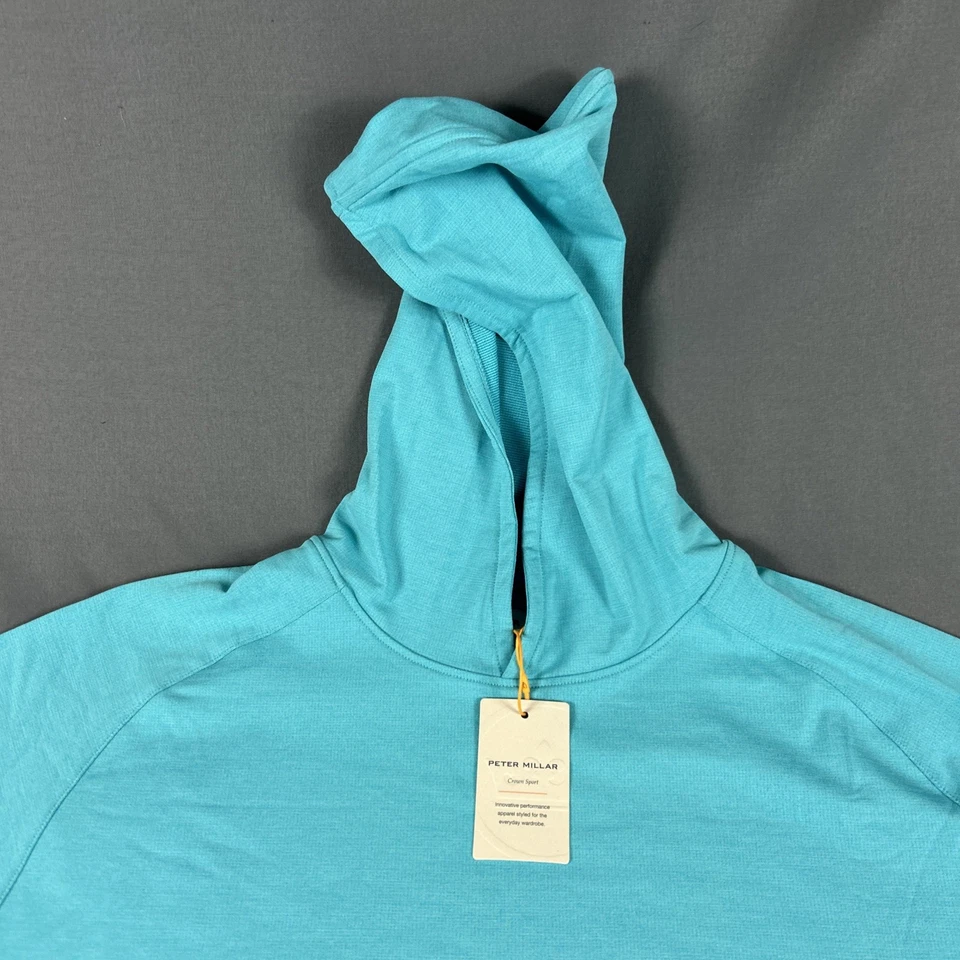 Peter Millar Golf Pullover Hoodie Crown Sport Pine Large SRFBD Blue MSRP $140 - Image 2 of 4