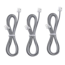 3 Pack Telephone Landline Extension Cord Cable RJ-11 6P4C Plug 3Ft Silver