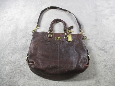 Vintage Coach Madison Claire Satchel Bag Large Brown Leather Gold Hardware Y2K