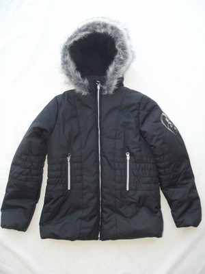 BCX Girl Fur-Trimmed Hooded Jacket Black M(10-12) NWT G82294