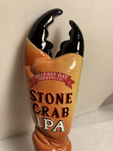 BELFAST BAY BREWING STONE CRAB IPA GIANT CRAB CLAW draft beer tap handle. MAINE - Picture 13 of 19