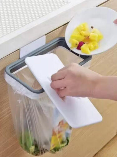 1PC Garbage Bag Holder with Lid Trash Rack Cabinet Door Hanging Bag Holder White - Picture 16 of 16