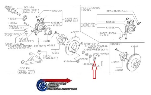 Retenedor de tuerca de cubo de husillo de cojinete de rueda trasera - para S14a 200SX Kouki SR20DET - Imagen 2 de 2