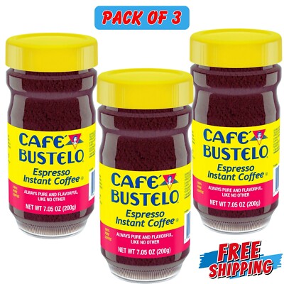 Cafe Bustelo, Espresso Style, Dark Roast Instant Coffee, 7.05 oz Jar