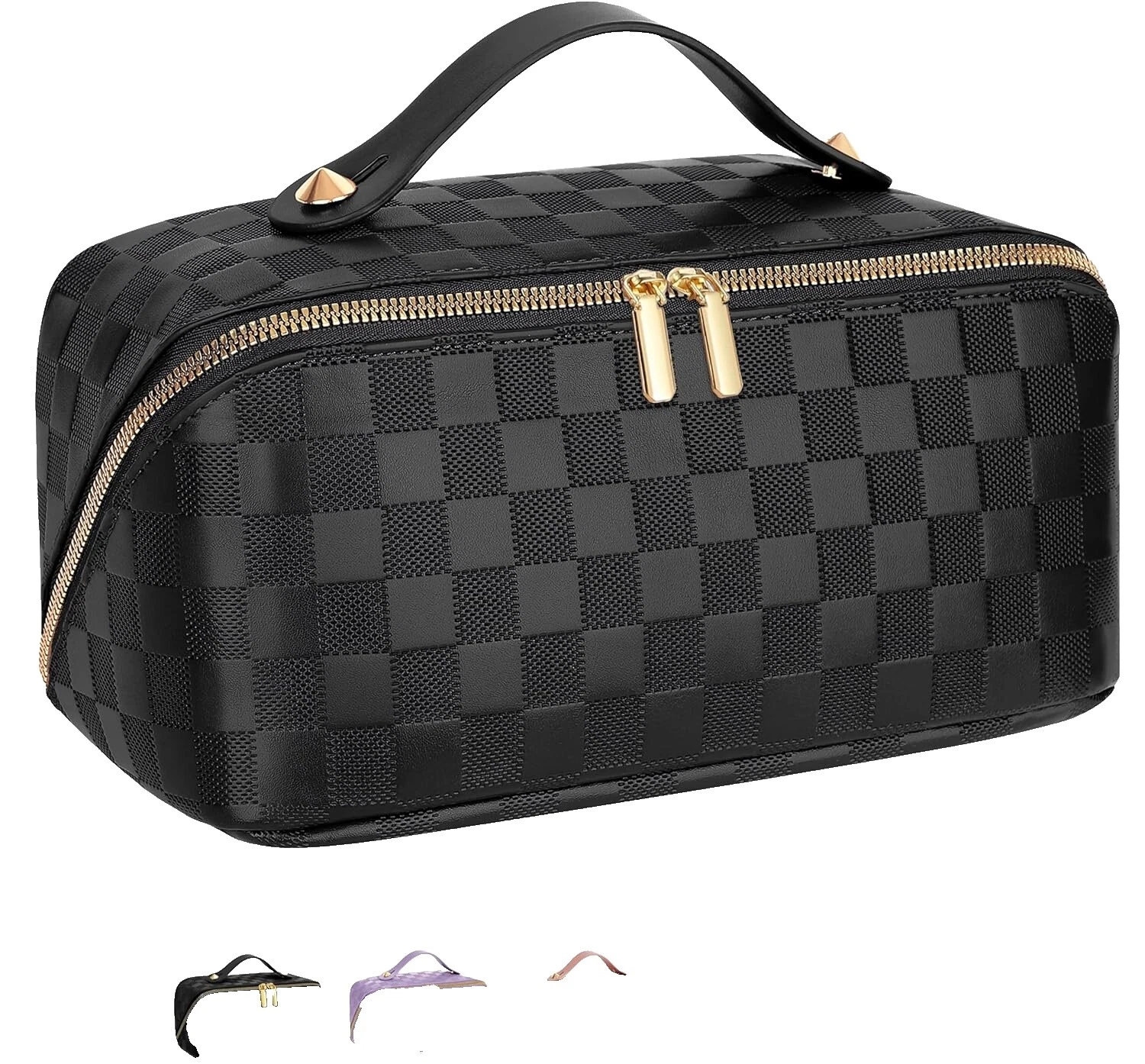 Black Leather Makeup Bags & Cases