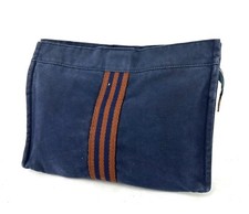 HERM S Fourre Tout Second Clutch Hand Bag Navy Canvas Accessories Used France