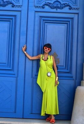 ZARA SZ.S, L NWT $159 FLOWY DRESS WITH CAPE ZW COLLECTION LIME GREEN |  5107/042 | eBay