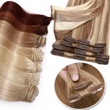 USA CLEARANCE Clip In Real Remy Human Hair Extensions Full Head Ombre Highlight