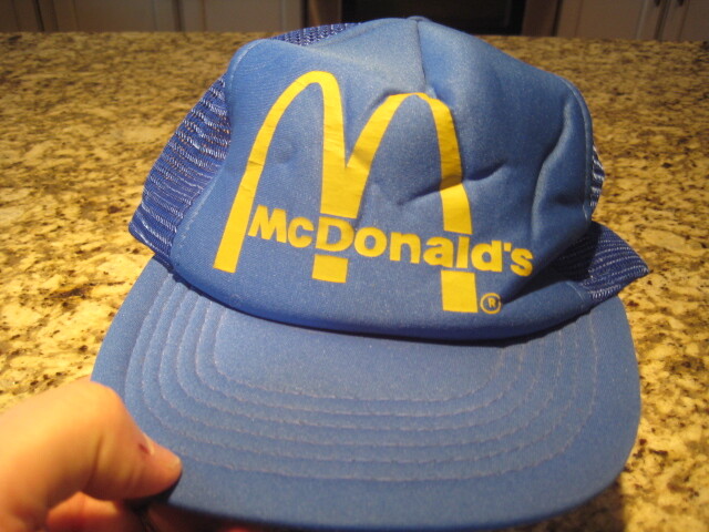 レア品 McDonalds マクドナルド Blue YellowHat Cap Vintage Blue Mcdonald's Golden Arches 3/4 mesh boys Trucker