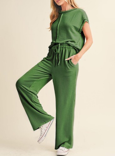 2Pcs Summer Womens Casual Tracksuit Shirts Tops Pants Set Ladies Lounge Wear UK - Picture 6 of 38