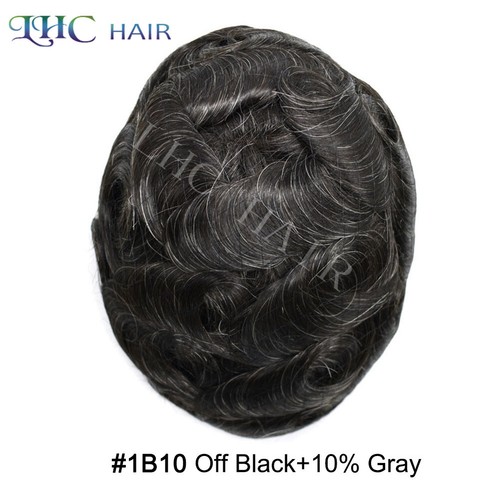 Thin Skin Mens Toupee Human Hair Replacement System V-looped 0.06mm PU Hairpiece - 第 15/86 張圖片