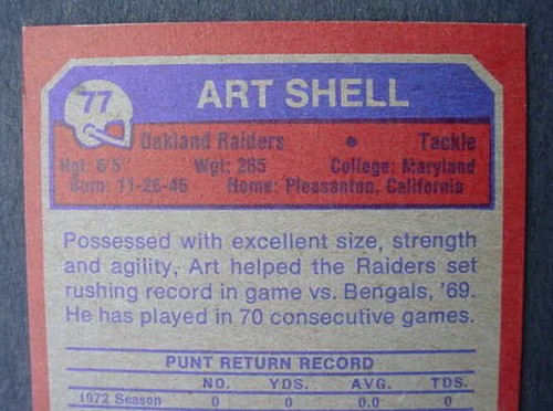 1973 Topps ART SHELL #77 RC ROOKIE Football Card Oakland RAIDERS NFL HOF - Picture 9 of 10