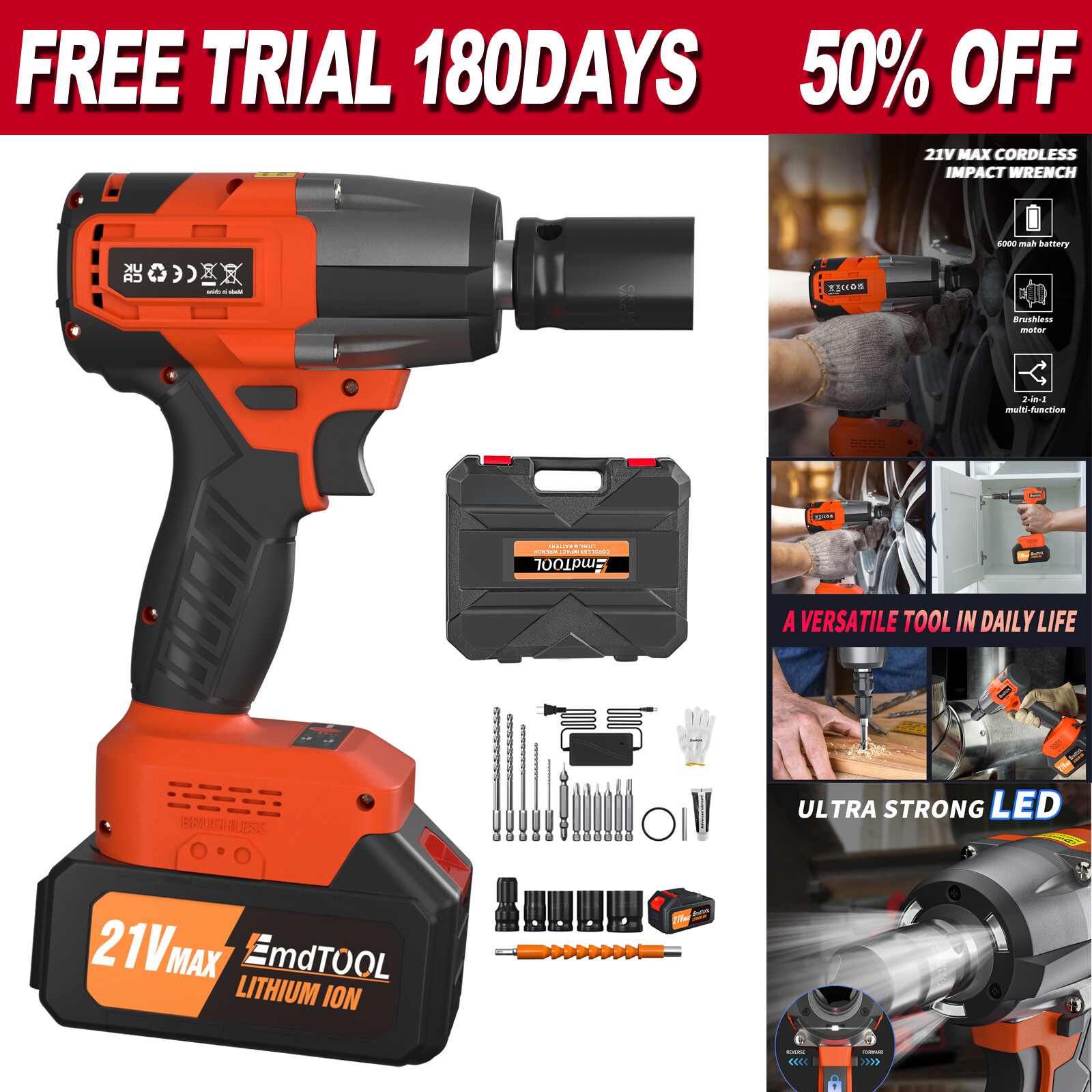 Cordless Impact Wrench Electric Lug Nut Remover Drill To Take Off
