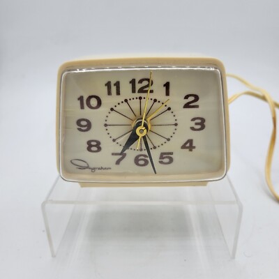 Vintage Ingraham Toastmaster 49-009 Cream Yellow Electric Alarm Clock WORKS