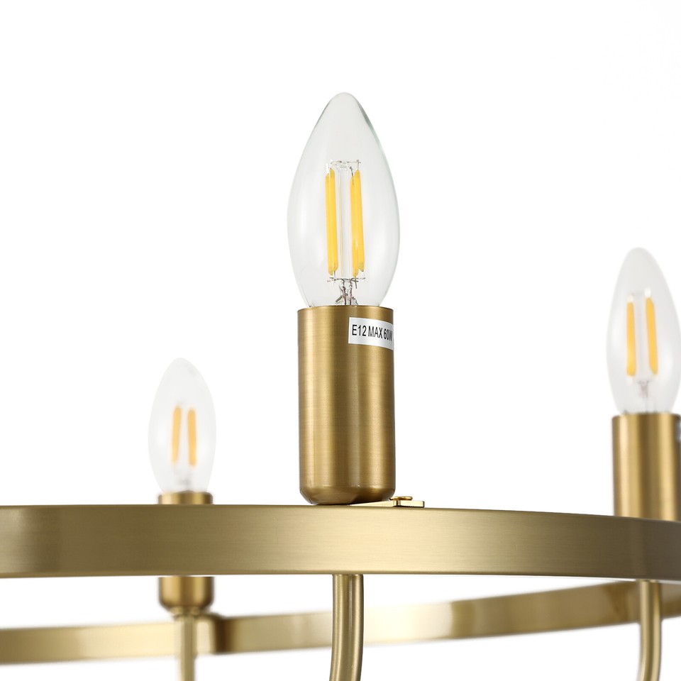 6 Light Gold Chandeliers, Candle Pendant Light，Modern Dining Room light