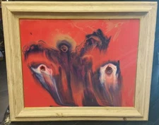 Contemporary Abstract Oil Painting Framed Signed 1990