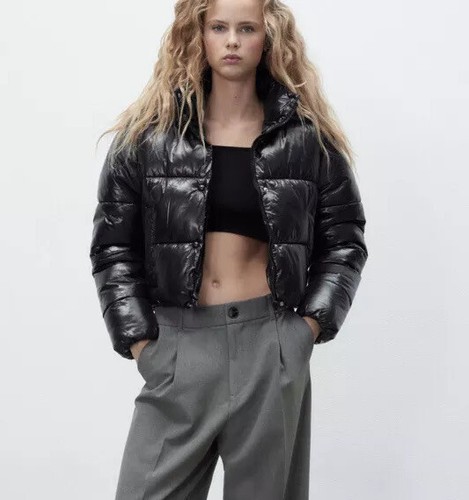 Zara TRF High Neck Crop Puffer Jacket 