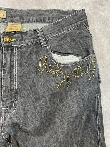 VTG Russo Jeans Mens 44x32 (42x26) Straight Y2K Baggy Embroidered Custom - Picture 5 of 10