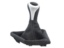 SCHALTKNAUF FUR BMW F20 F21 SCHALTSACK ALCANTARA SCHWARZ NAHT GRAU + RAHMEN