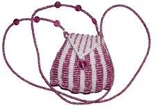 Handmade KNITTED  BEADED AMULET POUCH - PURPLES with Strap  Accent Beads