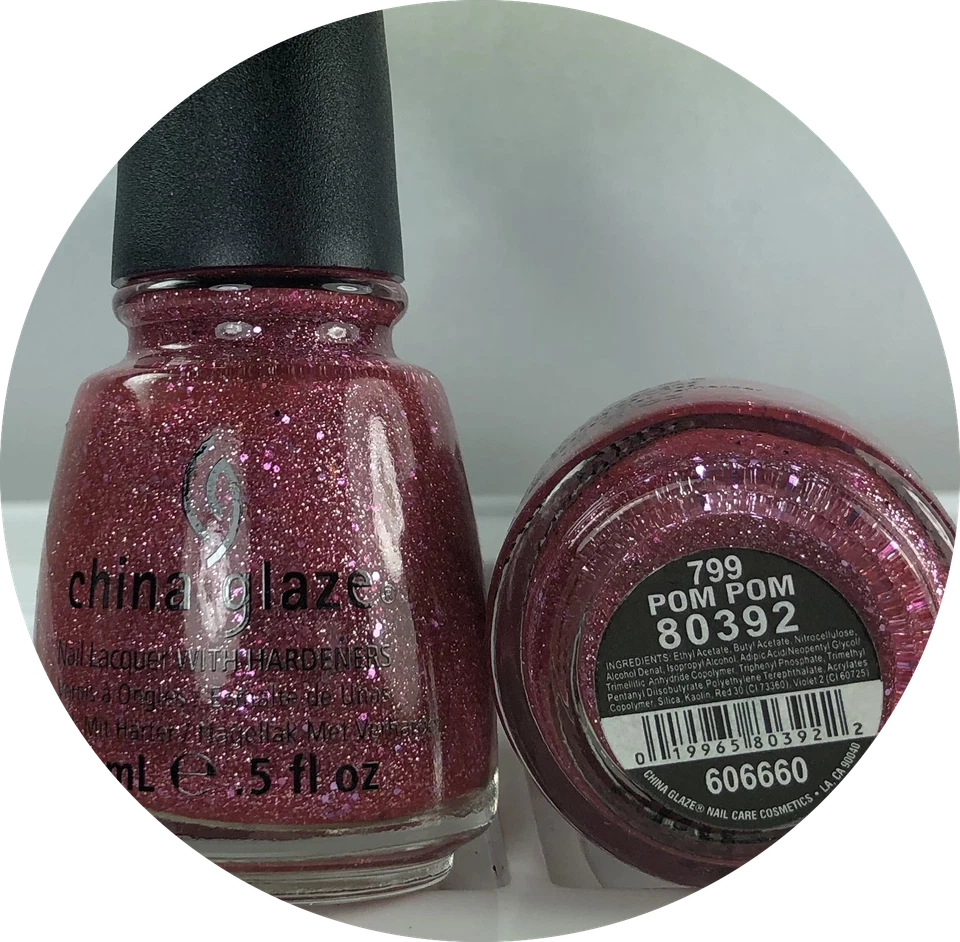 China Glaze Nail Polish * POM POM * 799 #80392 * Glitter Specialty Lacquer 0.5oz