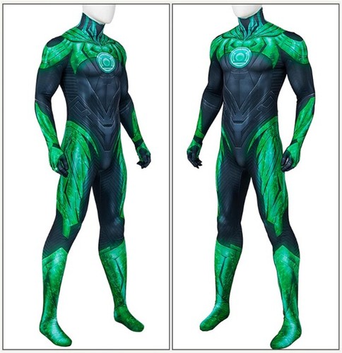 Justice League Green Lantern Cosplay Jumpsuit Halloween Costume Uniform Tights - Picture 14 of 17