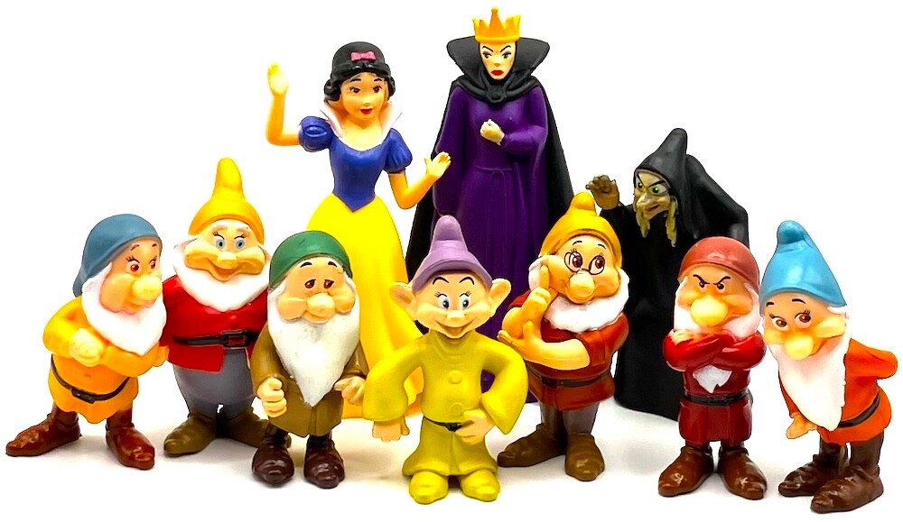 SNOW WHITE & THE SEVEN DWARFS Figure Play Set DISNEY PVC TOY Evil