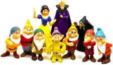 SNOW WHITE & THE SEVEN DWARFS Figure Play Set DISNEY PVC TOY Evil Queen OLD HAG!
