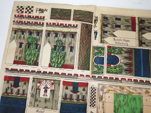 Alter Bastelbogen Modellierbogen um 1880 koloriert Ritterburg wohl Neuruppin - Bild 3 von 3