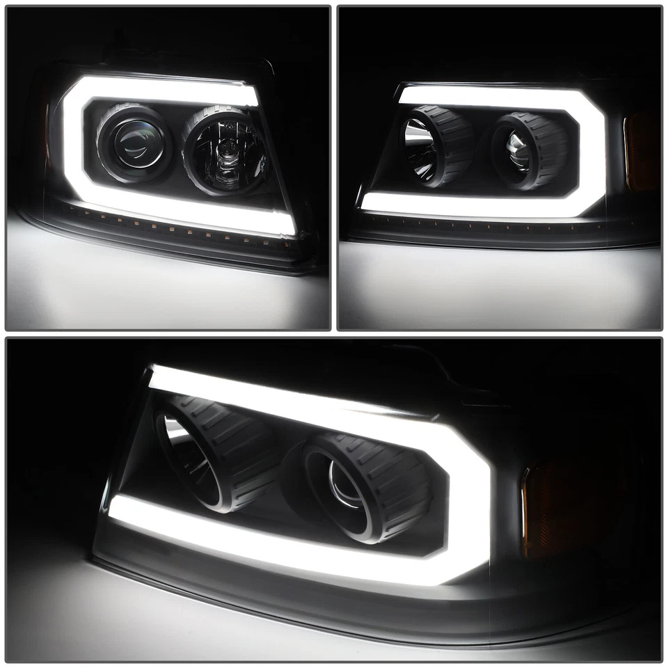 FOR 2004-2008 FORD F150 MARK LT LED DRL SEQUENTIAL SIGNAL PROJECTOR HEADLIGHTS - Image 3 of 4