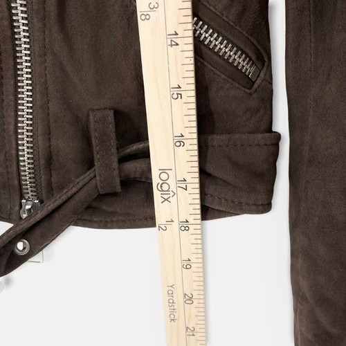 ALLSAINTS Hitchen Brown Suede Leather Biker Jacket Size 00 - Picture 8 of 9
