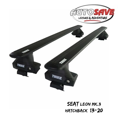 Thule Alu WingBar Evo Black Roof Bars Set to fit Seat Leon Mk.3 Hatchback 13-20