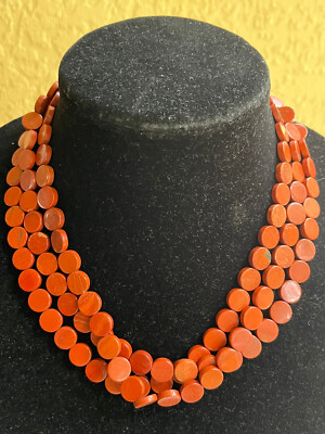 DTR 925 Jay King Sterling Three Strand Red Jasper Necklace 17'' and 3'' Extender