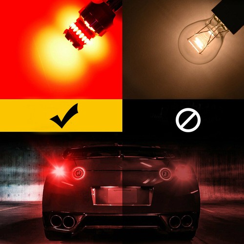 2PCS T20 7440 7443 Red LED Strobe Flash Blinking Brake Tail Lights Parking Bulbs - Picture 6 of 12