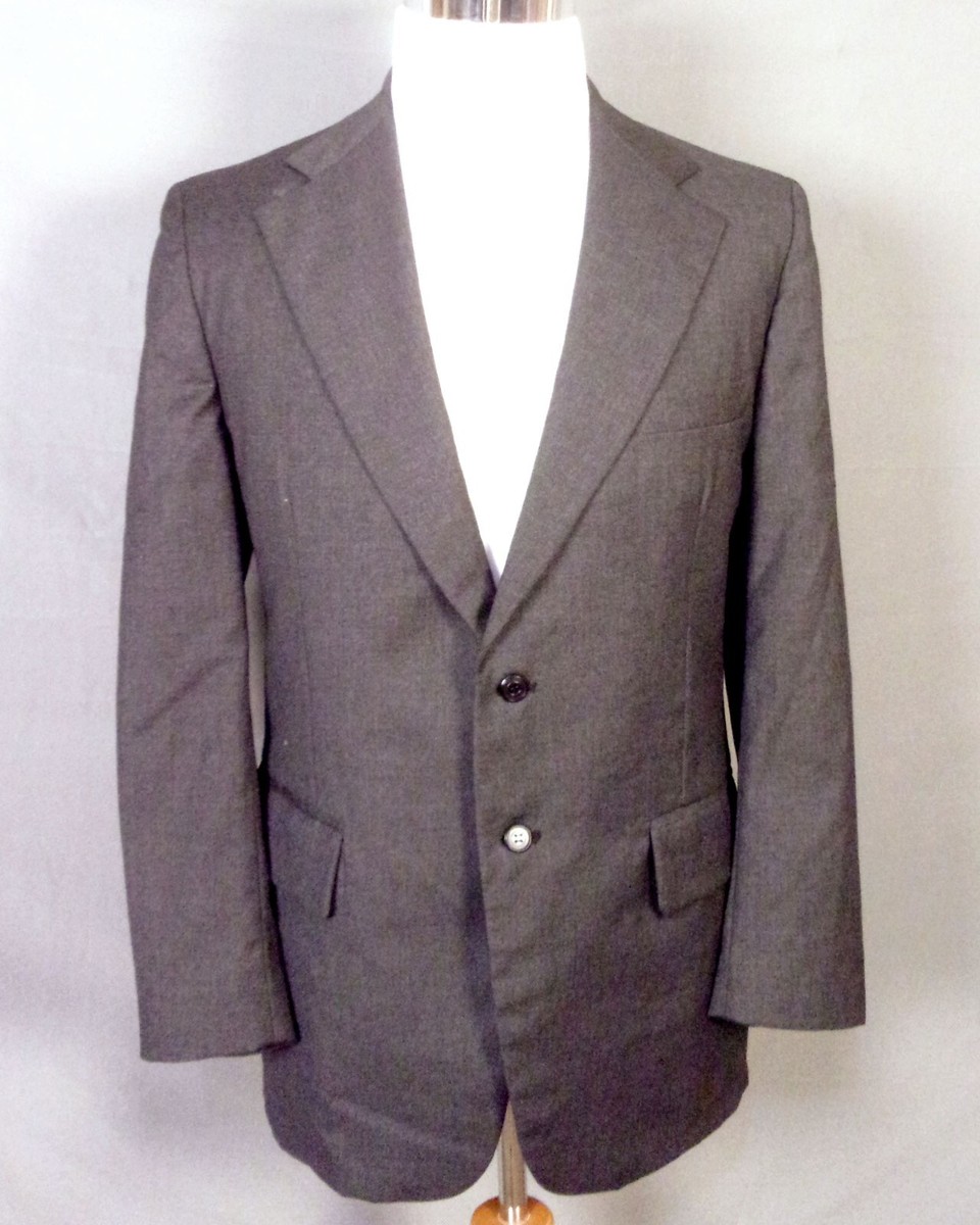 vintage 60s 70s Penneys Towncraft Solid Gray Worsted Wool Blazer 