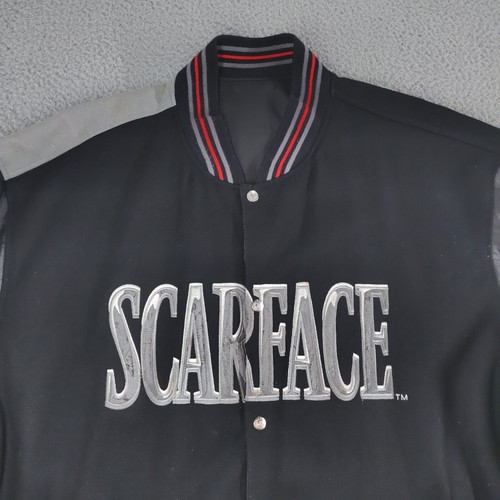 VTG Scarface JH Design Jacket Mens 4XL Black Gray Reversible Polyester Leather - Picture 10 of 24