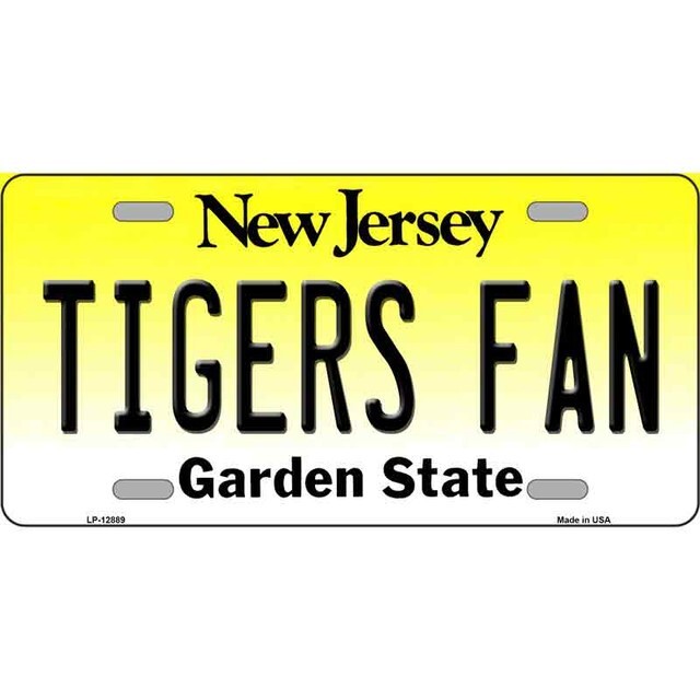Tigers Fan New Jersey License Plate Metal Sign Plaque Art Car Truck Wall Home