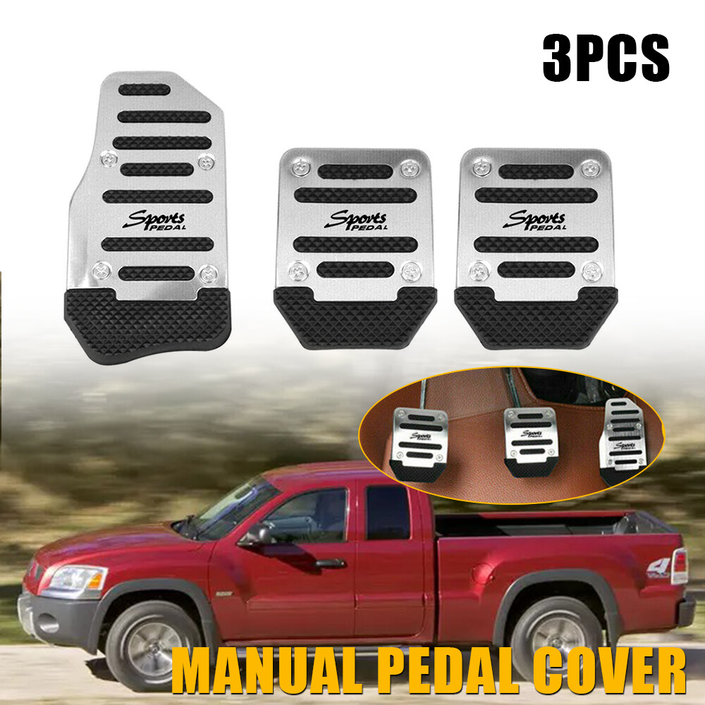 3PCS Silver NonSlip Universal Brake Pedal Covers for Manual Transmission