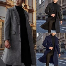 Cashmere Men's Long Overcoats Wool Business Formal Winter Outdoor Coats Tailored